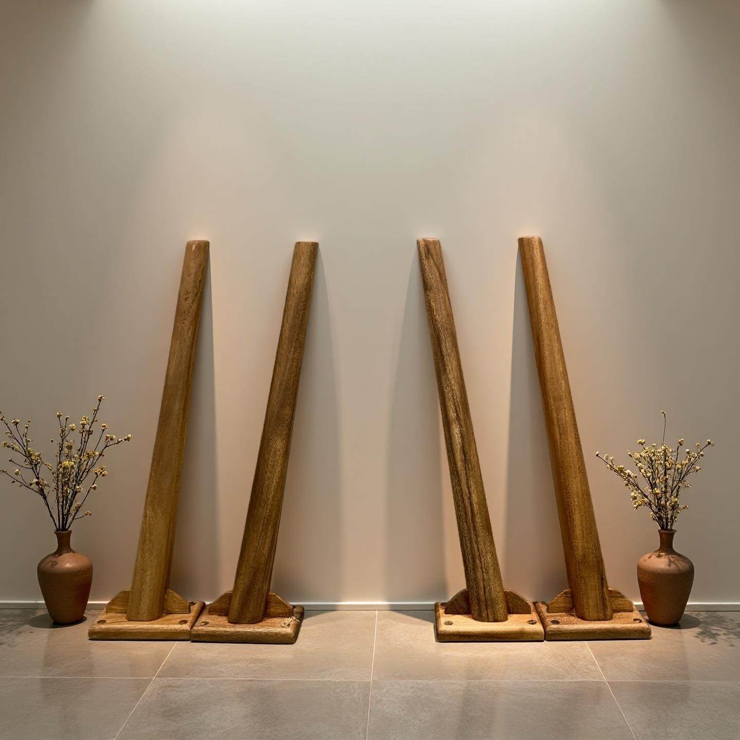 南美胡桃木圆柱支架桌腿原木风餐桌脚架锁螺丝固定书桌咖啡桌支撑