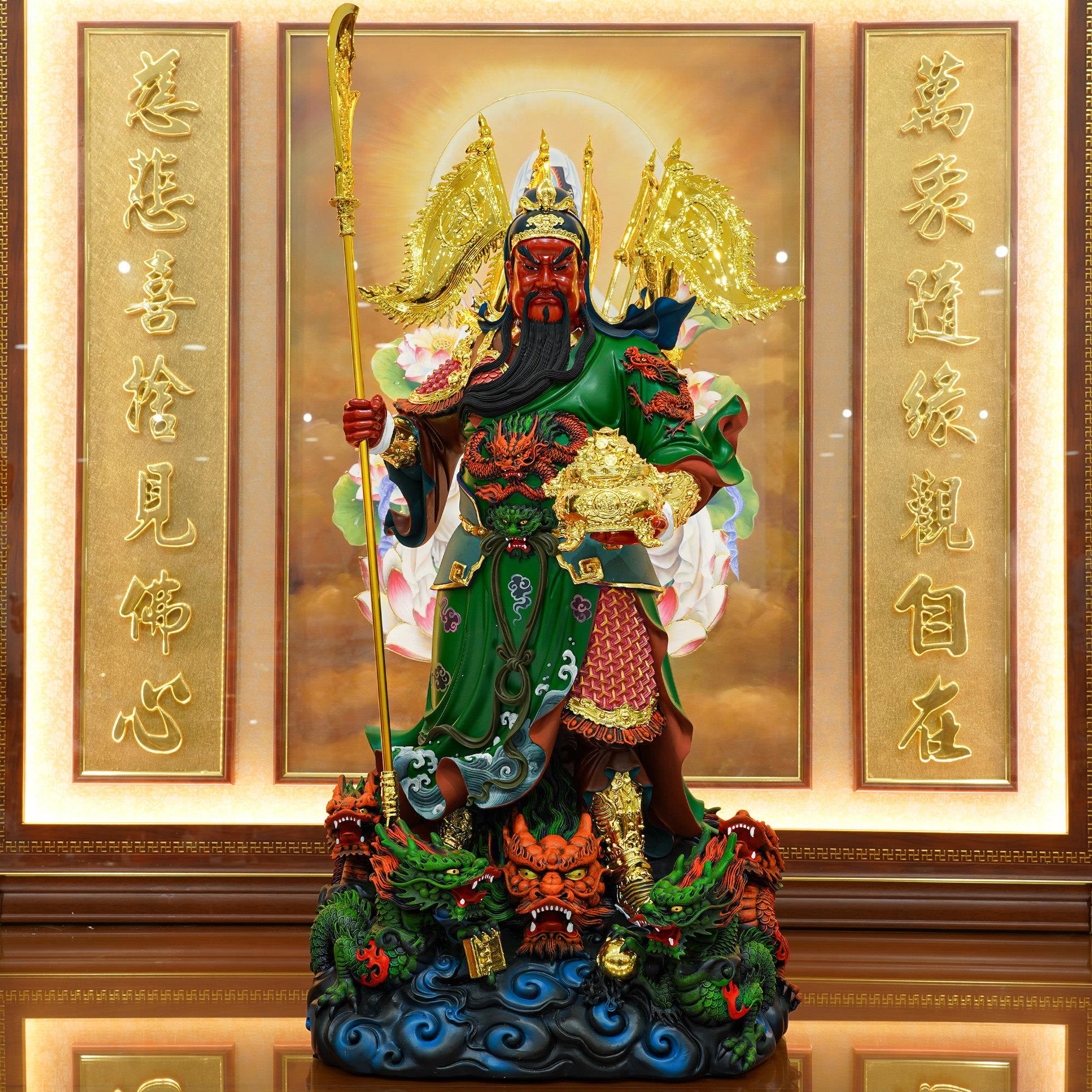 武财神关公摆件家用招财立刀五旗关二爷关帝树脂神像店铺开业礼品
