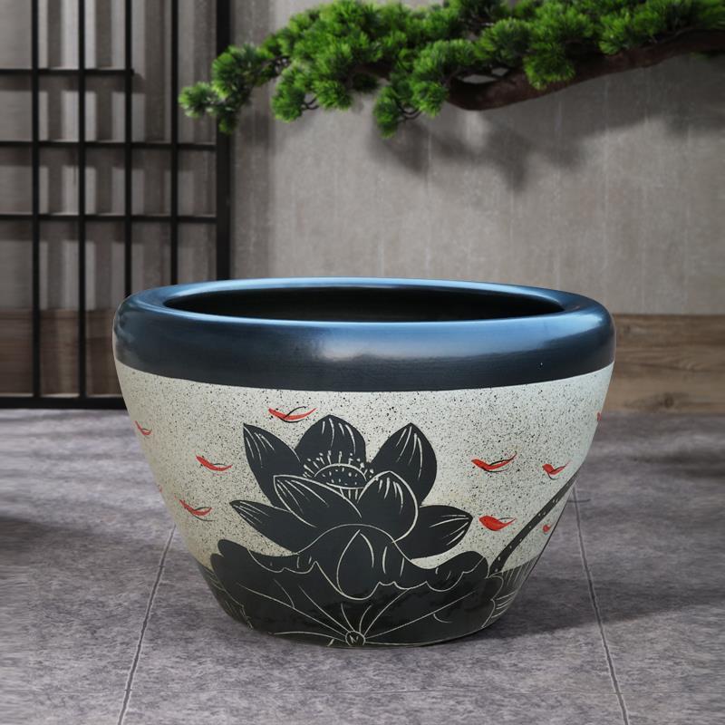 景德镇陶瓷鱼缸养睡碗莲荷花缸乌龟缸庭院阳台客厅锦鲤古法养鱼缸