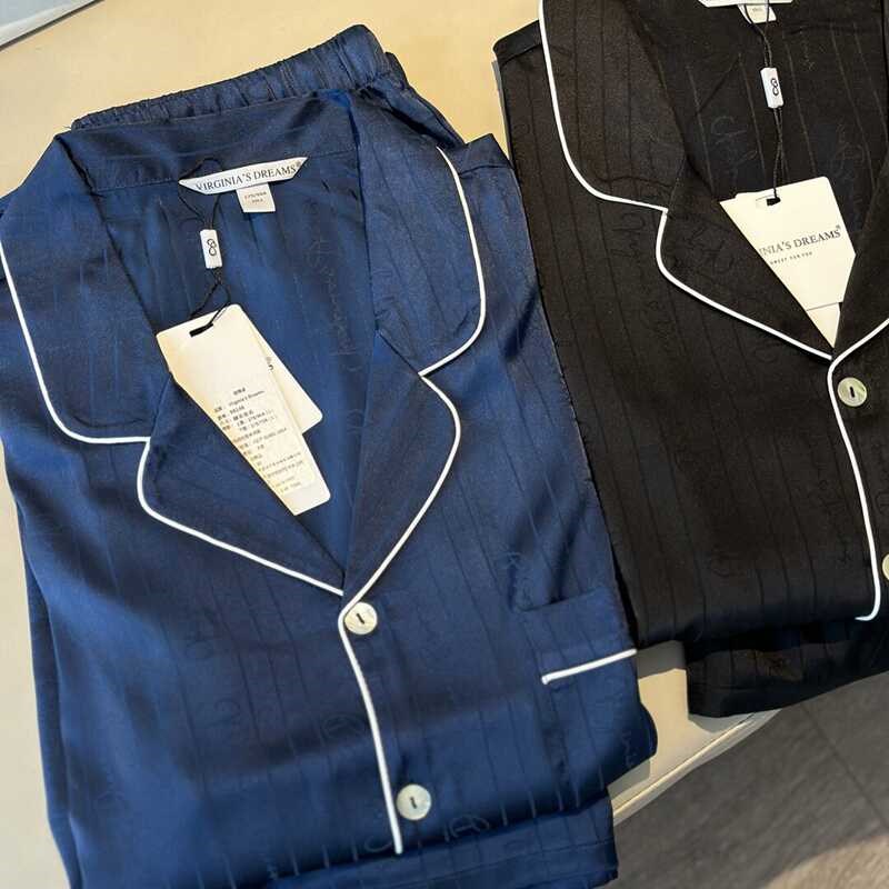 小众轻奢b 丝绸睡衣男薄款简约条纹提花长袖长裤高级感冰丝家居服