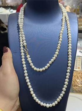天然淡水珍珠项链女款项链毛衣链女款珍珠饰品礼物珠宝