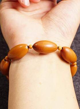 手串核文玩素珠橄榄大油核手串胡单籽男女核雕原籽饰品手链送礼物