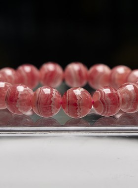 天然冰种阿根廷老矿女神级红纹石五花肉手錬简约女款精品桃花之选