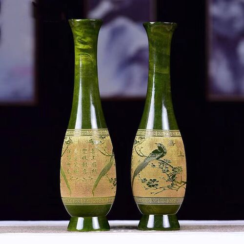 金丝楠木雕喜上眉梢花瓶摆件实木创E意插花干花花瓶家居客厅装饰