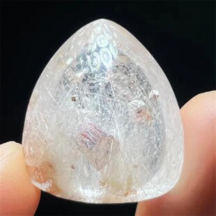 天然水晶霜发包裹方解石颗粒矿物异象裸石男女款 饰品项链挂件吊坠