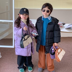 冬季儿童羽绒棉服女童中长款加厚冬装棉衣秋冬男童夹棉薄绒外套冬