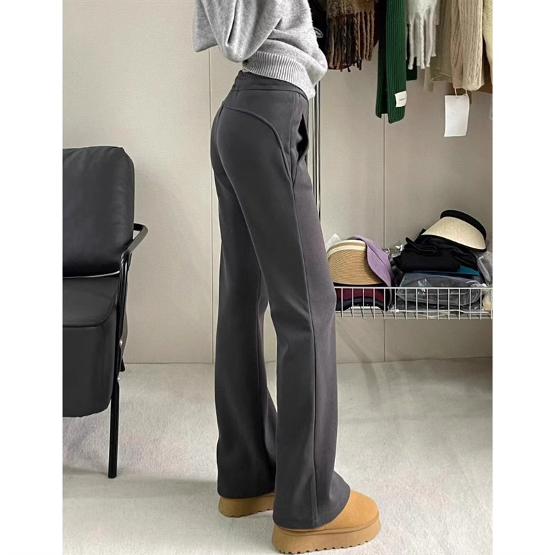 春季新款梨形身材大码休闲微喇裤女运动I卫裤遮胯弹力直筒喇叭裤