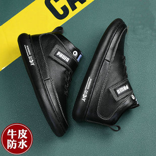 男童皮鞋真皮头层牛皮儿童黑色演出鞋子秋冬小学生加绒男孩棉鞋