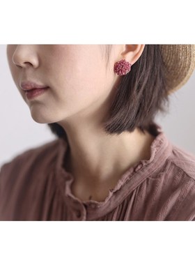 鸟与胡子紫色系手工串珠简约文艺日系小众设计感可调节女戒指耳钉