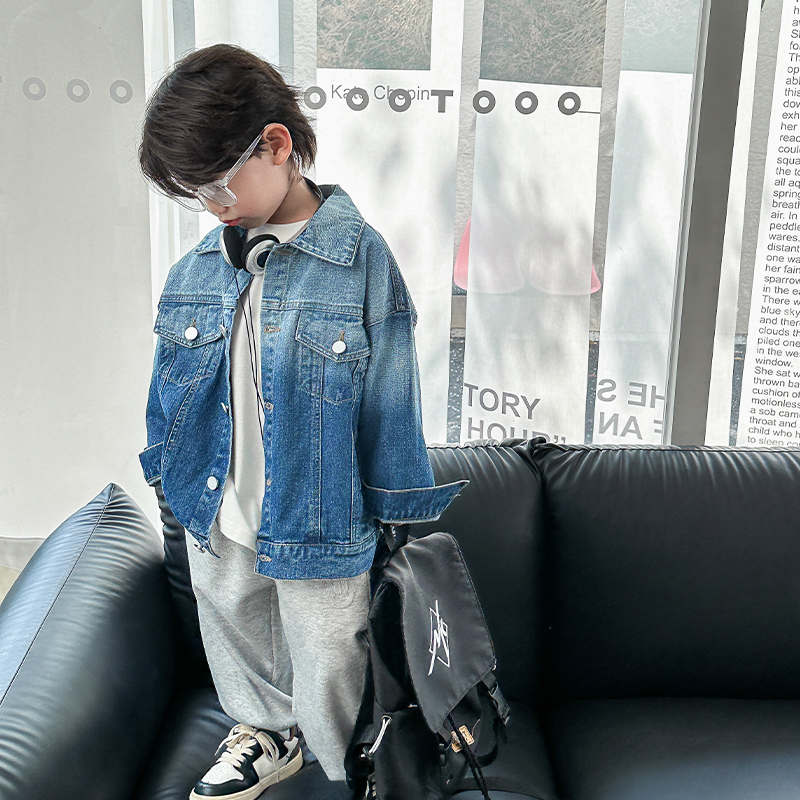 儿童牛仔褂外套春装2024新款中小童男童韩版上衣宝宝孩子洋气春秋