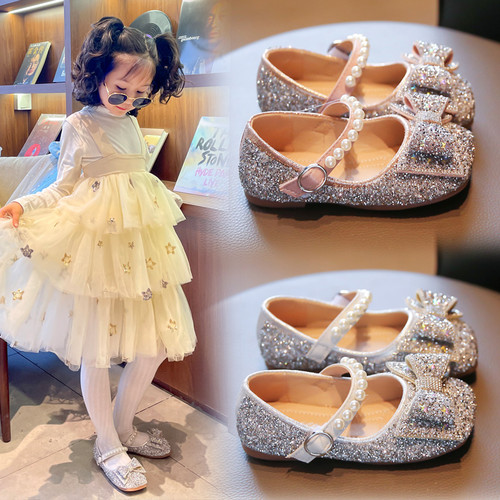 女童水晶鞋软底水钻儿童公主皮鞋小童单鞋钢琴礼服小女孩表演鞋子