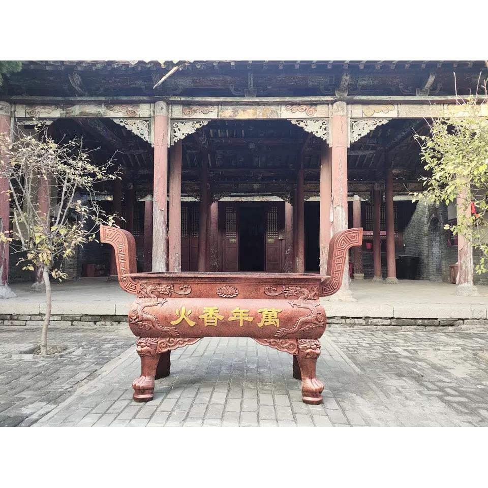 寺庙铸铁大香炉四方鼎长方形生铁祠堂室外道观家用插香供奉供佛