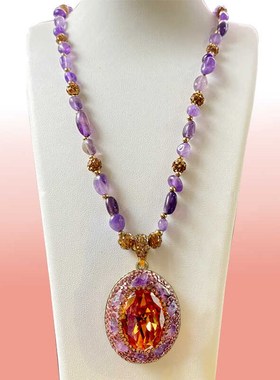 天然苏丹变色石原石紫晶项链戒指耳环小众设计感轻奢高级感礼物女