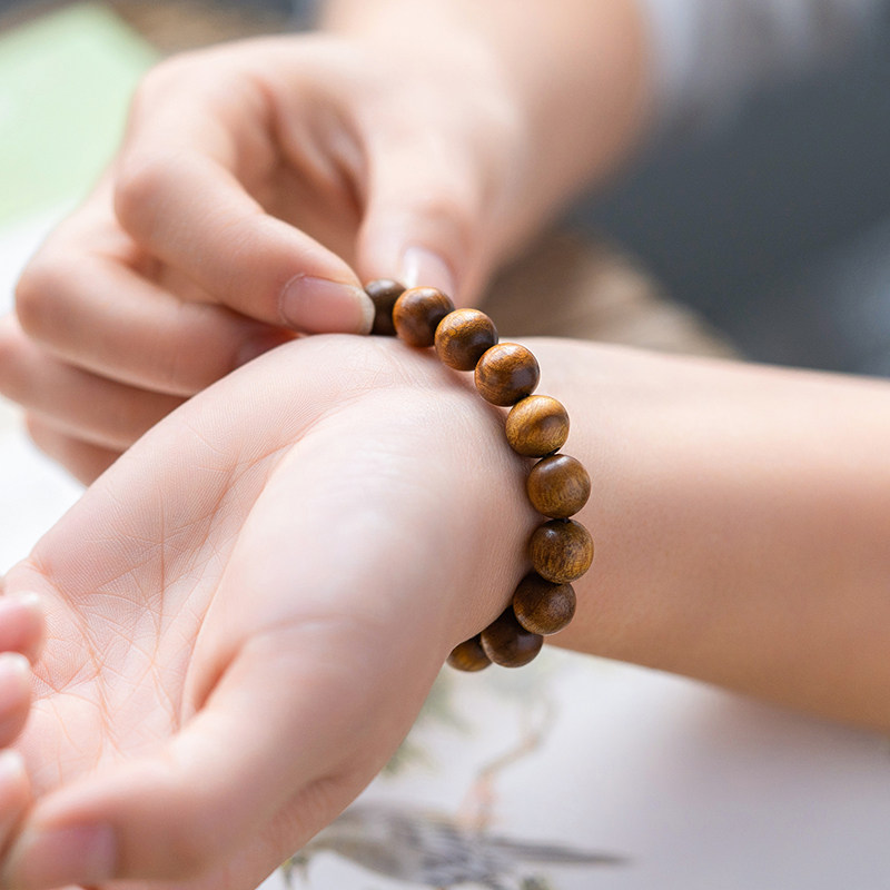 四川金丝楠木手串老料水波纹正宗小叶桢楠男女文玩佛珠手链p247