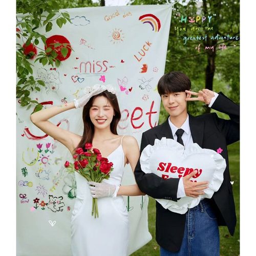 森系婚纱照摄影背景布道具涂鸦挂布影楼写真外景拍照小清新挂布