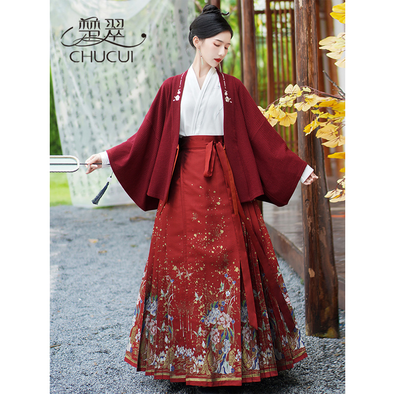 新中式改良汉服成人n女装红色马面裙国风套装订婚礼服敬酒服秋冬