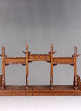 紫铜棂星门摆件大毛笔架笔搁仿古建筑牌坊式文房R家居装饰客厅礼