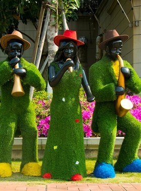 户外玻璃钢卡通绿植音乐人雕塑园林F商场售楼部人物美陈装饰摆件