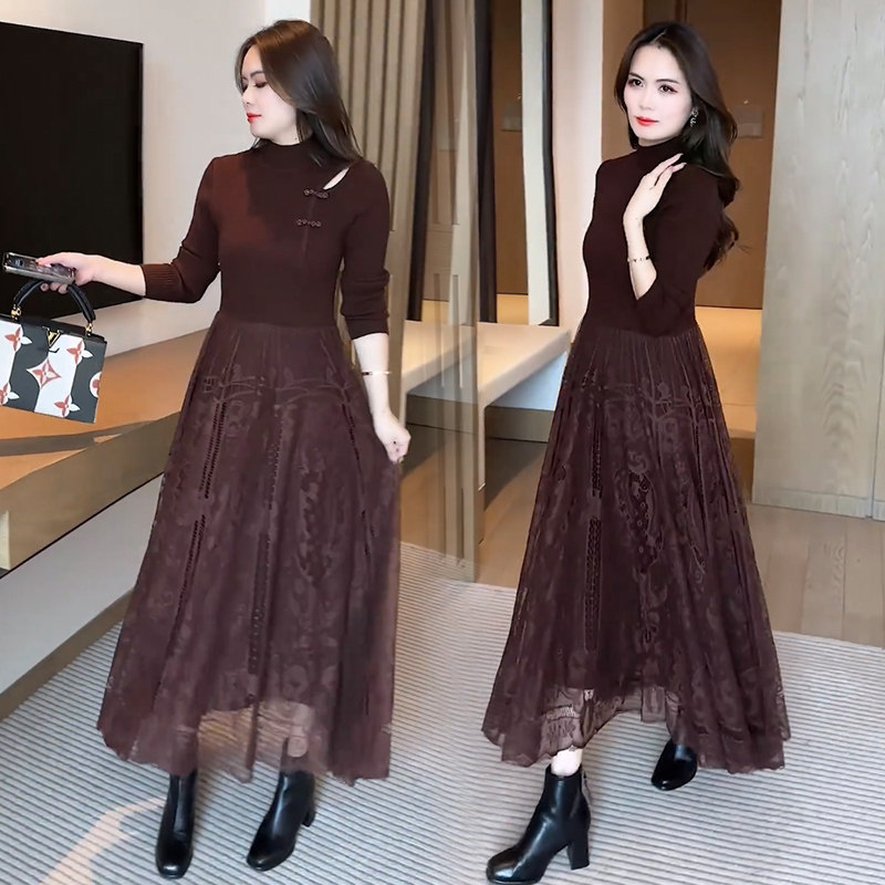 半高领连衣裙女装秋冬季2025新款中长款时尚气质过膝镂空针织裙子,服饰配件/皮带/帽子/围巾,前掌垫,淘宝优惠券,粉丝福利购,淘宝优惠卷