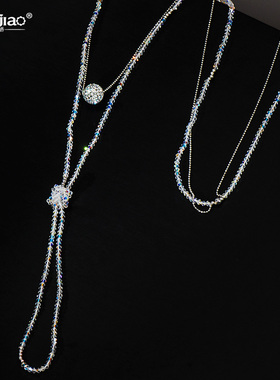 浅清秋水晶毛衣链女长款时尚简约项链挂饰秋冬长链挂件饰品新款