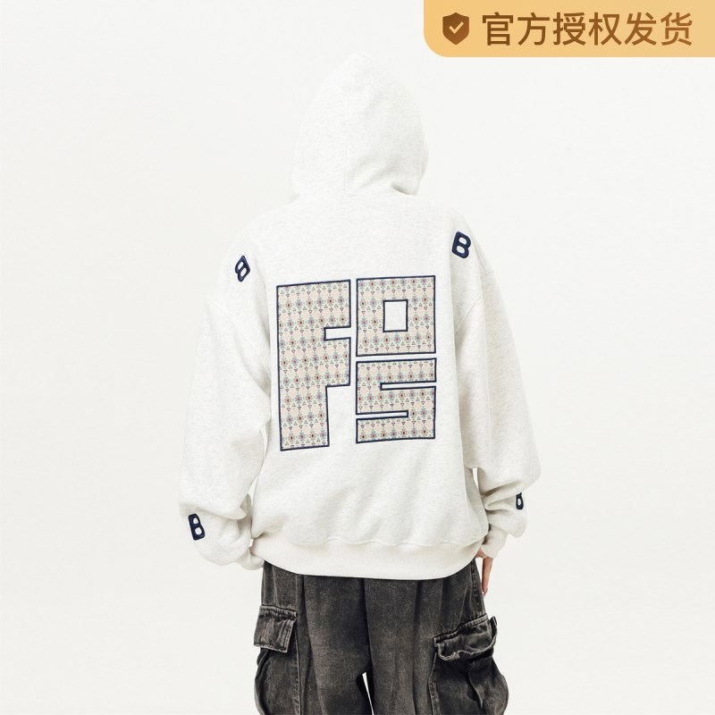 美式复古刺绣字母连帽卫衣男w女款秋重磅大码运动宽松长袖情侣帽