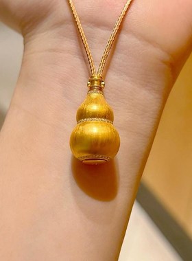 金包银拉丝葫芦吊坠项链女福禄寿星财神爷挂坠锁骨链毛衣链送礼物