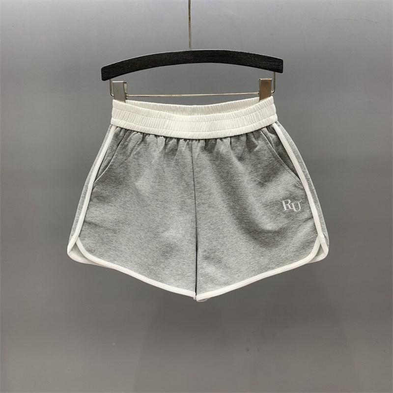 撞色高腰运动短裤j女2025年夏季新款宽松外穿显瘦A字休闲阔腿热裤