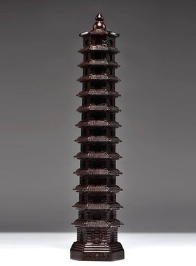 黑檀木雕刻13层文昌塔摆件文昌塔E十三层家居客厅玄关装饰工艺品