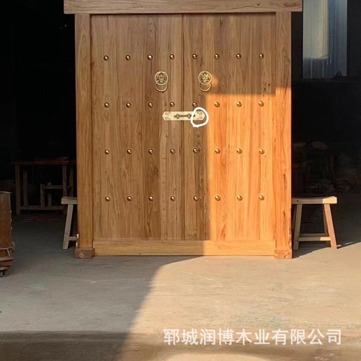 老榆木大门仿古古宅中式实木农舍