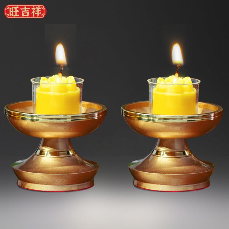 黄铜蜡烛台供佛堂家用寺庙供奉佛前放蜡烛的用的底座长明灯架室内