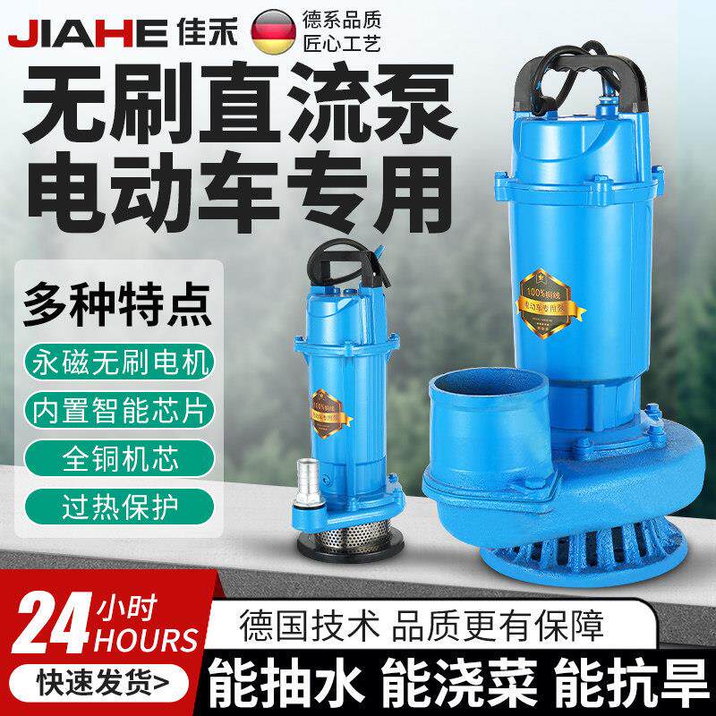 无刷直流潜水泵48v60v72v电动车抽水机农用浇地灌溉高扬程电瓶泵