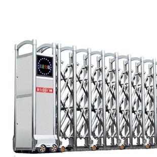 门口自动智能收缩推拉电动大门不锈钢伸缩门无轨学校工地厂房小区