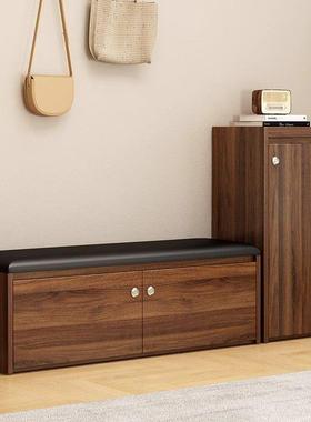 实木换鞋凳免安装可坐鞋柜家用门口一体软包坐凳可收纳入户穿鞋凳