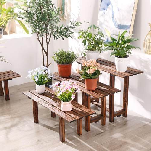 实木阶梯花架子多层室内落地式阳台防腐木质置物架多肉绿萝花盆架