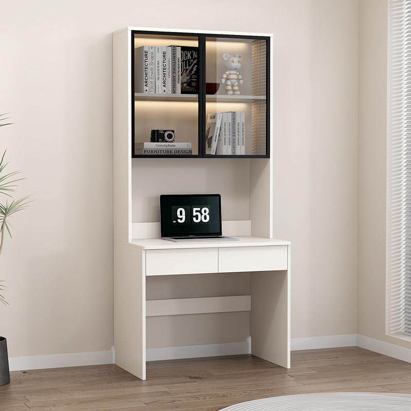 小型家用实木电脑桌办公桌单人儿童卧室轻奢书桌书柜一体定制60cm