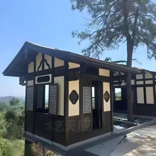 网红打卡拍照茶室凉亭别墅庭院防腐木小房子定制小院创意茅草木屋