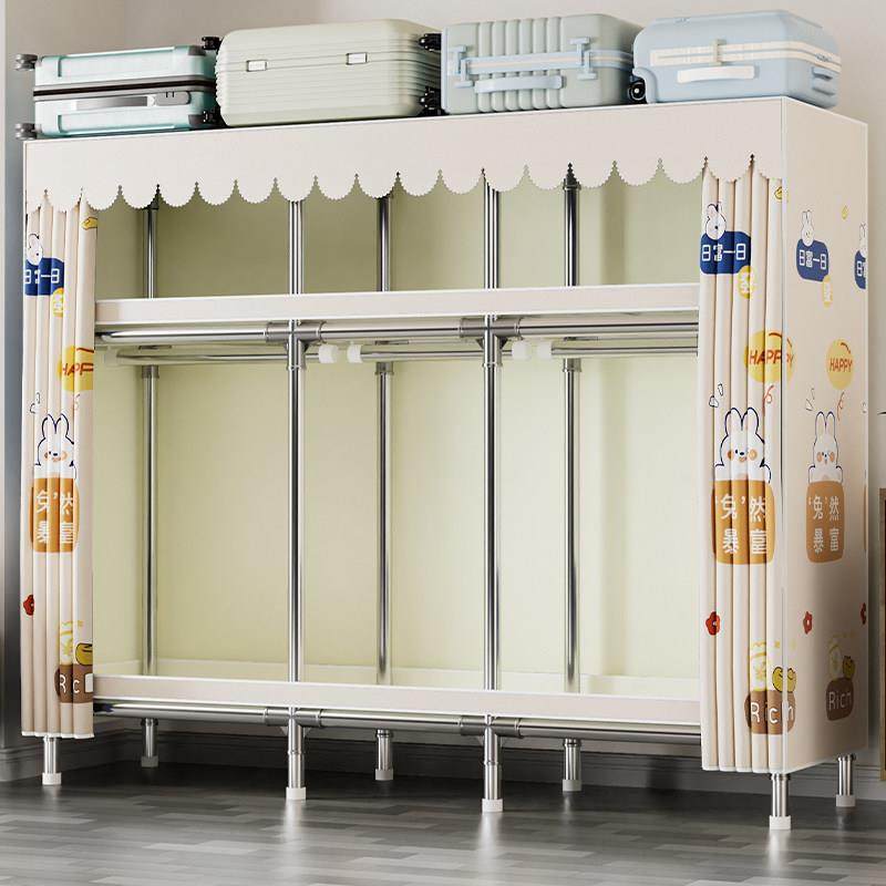 简易衣柜家用卧室结实耐用出租房用布衣柜全钢架钢管加粗加厚组装,住宅家具,独立衣柜,淘宝优惠券,粉丝福利购,淘宝优惠卷