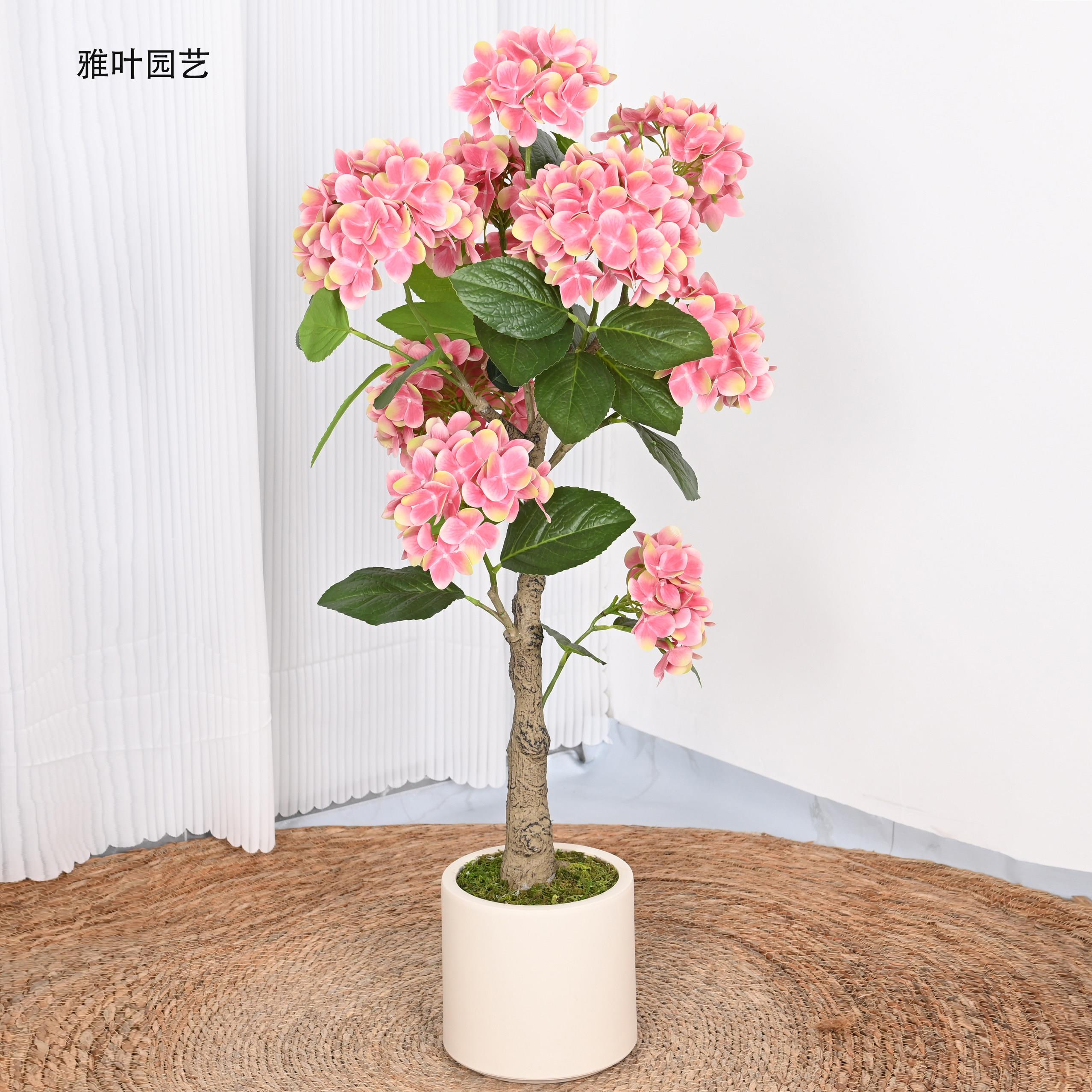 彷真绿色植物绣球花树盆景室内客厅门店ins假花落地装饰摆饰景观