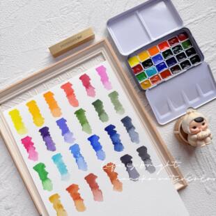 乌克兰罗莎艺术家水彩颜料24色60色固体水彩分装迷你试色套装