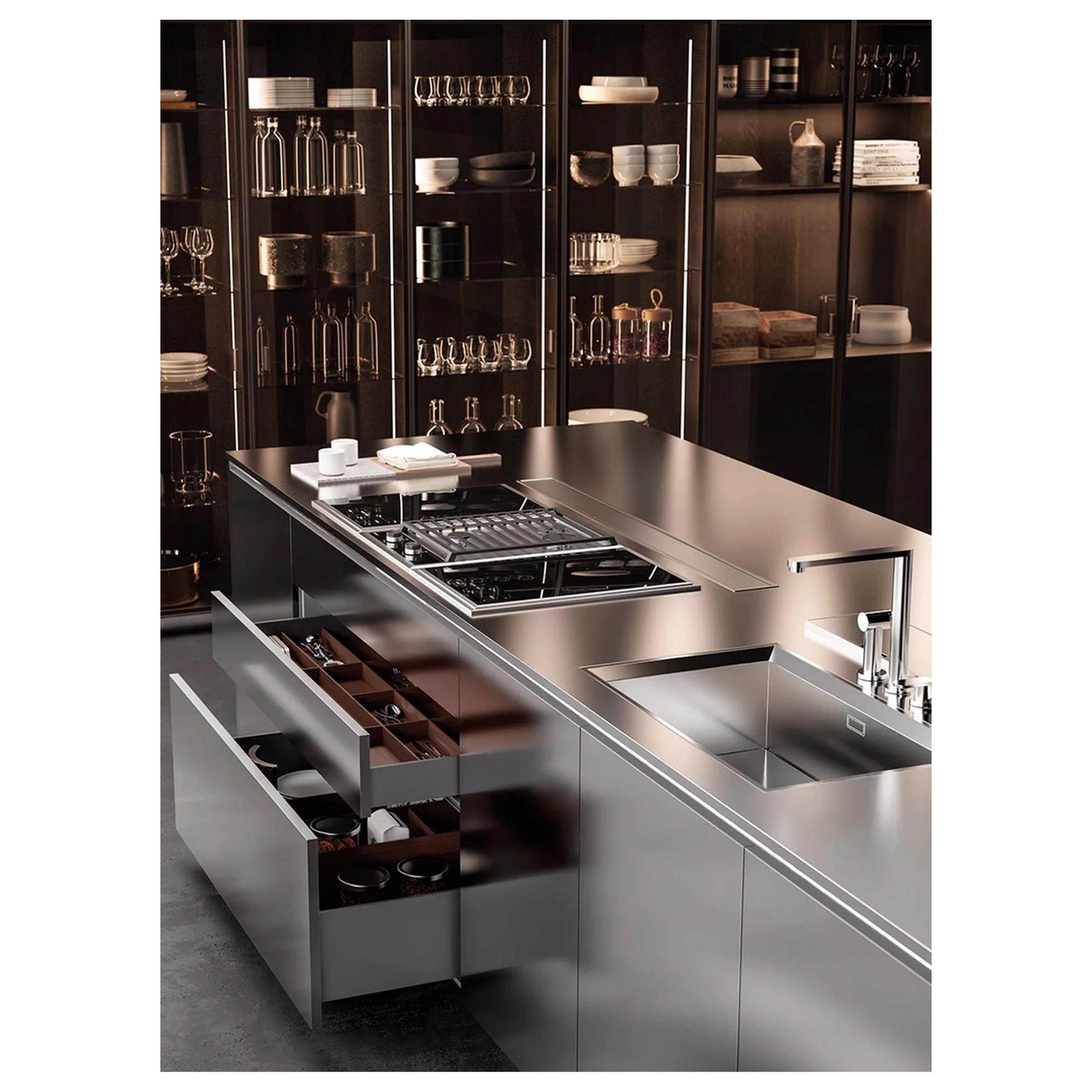 佐拉丽橱柜整体定制定做304不锈钢加厚型台面家用灶台拆旧换新