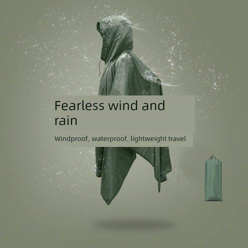户外远足雨衣自行车尼龙雨衣登山手提地布野餐垫篷三合一多功能