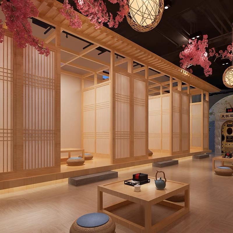 日式格子门推拉门榻榻米实木移门和室门日料店包间采耳店隔断定制