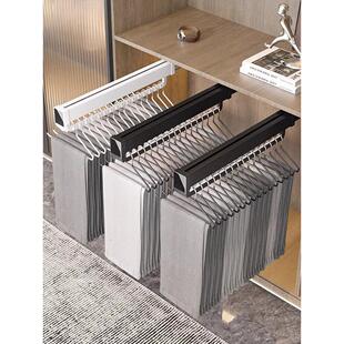 德国裤架伸缩滑动衣柜内置顶部安装的拉出存储家庭挂裤轨道裤拉出