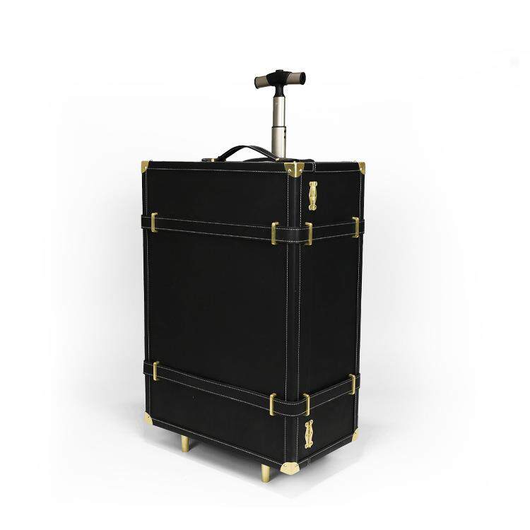 木质网红滑轮真皮拉杆行李箱大容量化妆品箱行礼箱商务登机旅行箱