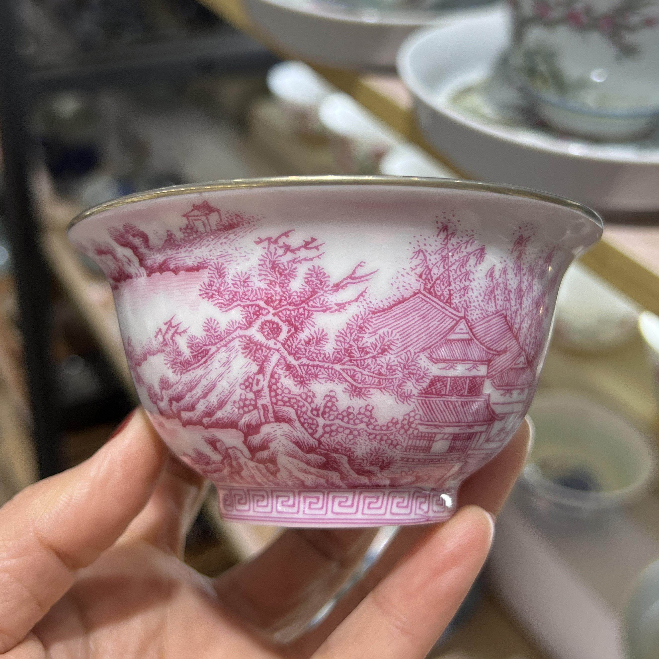 景德镇陶瓷青花茶山水杯夫江山如此多娇功夫茶杯主人杯品茗杯茶碗