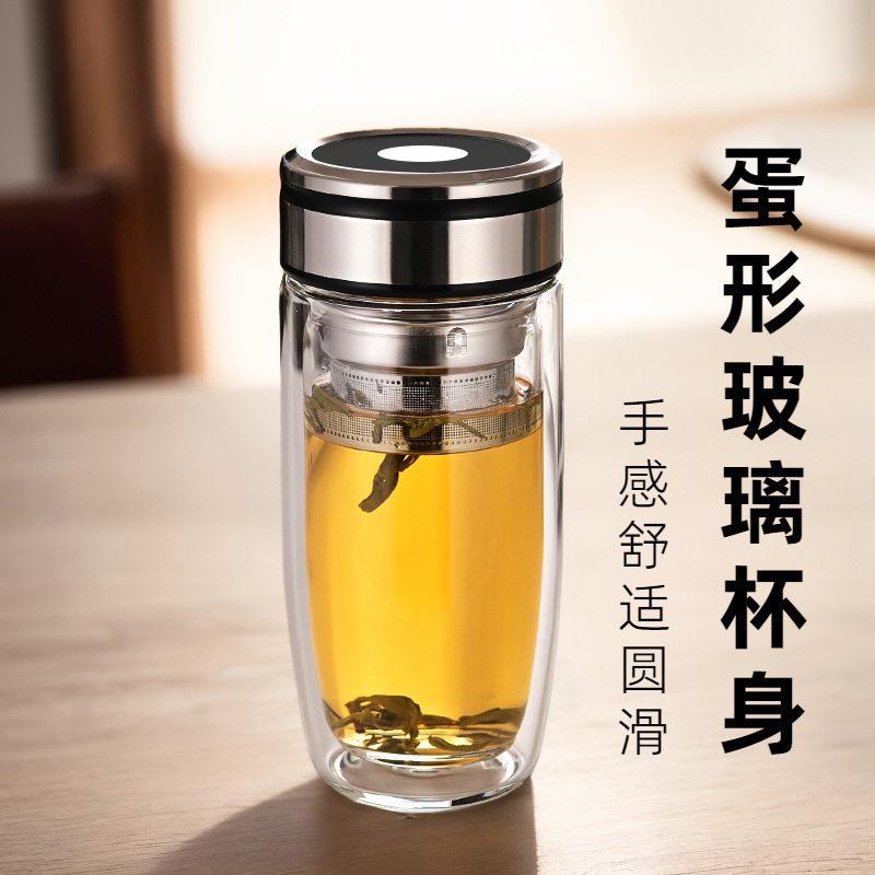 玻璃冬季大容量双层隔热防摔钢化水杯男新款2023士耐高温食品级保