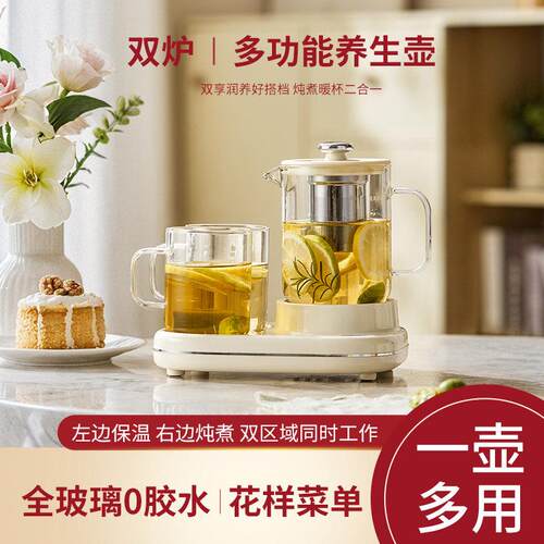 煮茶壶养生壶迷你炖煮家用多功能恒温玻璃办公室一人两杯花茶器