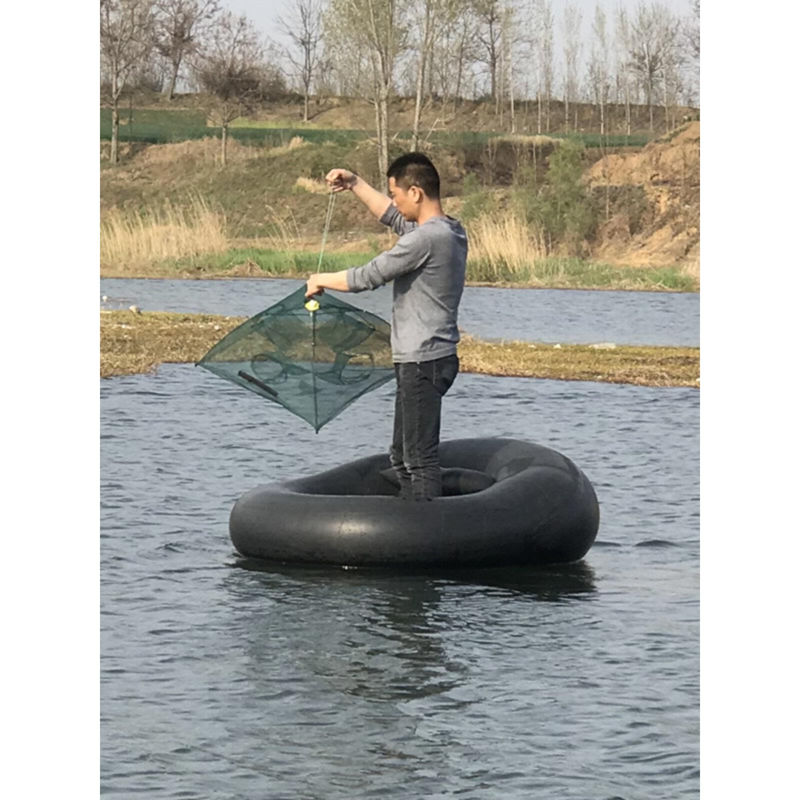 老树加厚轮胎内胎船硬底充气皮艇橡胶耐磨单手提式折叠渔网