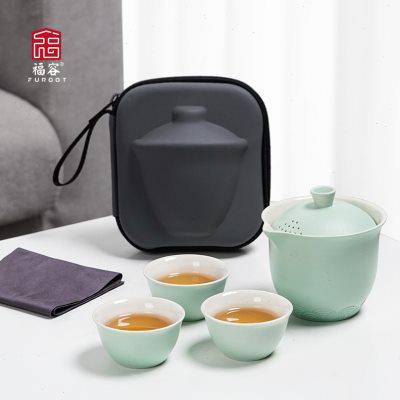 便携式旅游茶具套装一壶三杯旅行随身户外泡茶简约个人专用粗陶
