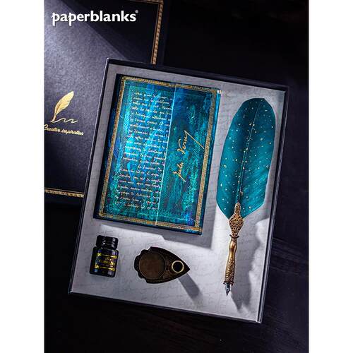 paperblanks创作灵感闪耀礼盒笔记本子日记本手账本套装羽毛笔